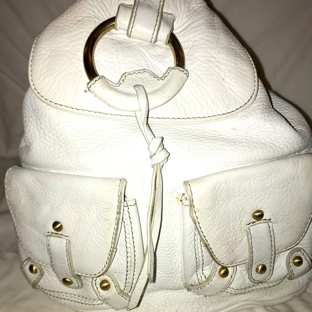 JONES OF NEW YORK WHITE LEATHER BACKPACK